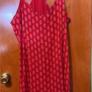 Red Patterned Sleeveless Dress